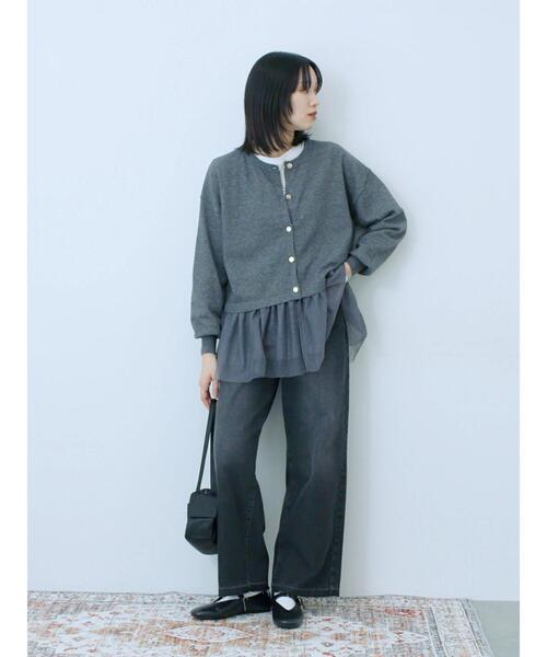 Samansa Mos2 blue（サマンサモスモスブルー）の「ペプラムチュールニットカーディガン（カーディガン/ボレロ・レディース・ブラック/ブラウン/グレー・F）」の5枚目の写真