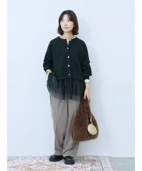 Samansa Mos2 blue（サマンサモスモスブルー）の「ペプラムチュールニットカーディガン（カーディガン/ボレロ・レディース・ブラック/ブラウン/グレー・F）」の17枚目の写真