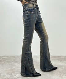 FOLLOWIN | スタッズ＆サイドアイレットウォッシングフレアデニムパンツ(デニムパンツ)