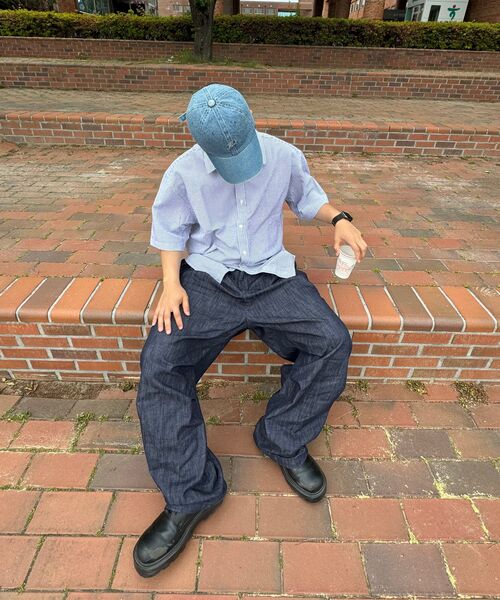 CHASECULT（チェイスカルト）の「男性シアサッカーストライプ半袖シャツ-ネイビー（シャツ/ブラウス・メンズ・ネイビー・100/95/105）」の9枚目の写真