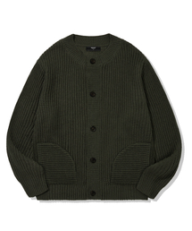 TRILLION（トリリオン）の「Washable Button Up Crew Neck Cardigan Knit (KHAKI)（カーディガン/ボレロ）」