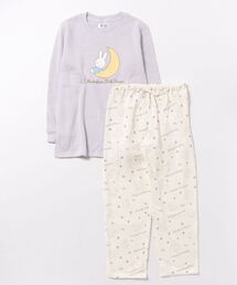 Miffy（ ミッフィー）の「Miffy（ミッフィー）ミッフィーとお月さまプリント裏シャギープルオーバートップス＆イージーパンツ セットアップパジャマ（ルームウェア/パジャマ）」