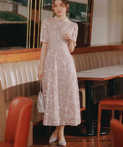 AIMER(エメ)の「チュール刺繍×ドットチュールプチハイネックフレアパーティードレス 結婚式 お呼ばれ ドレス 20代 30代(ドレス・レディース・グリーン系その他/ピンクベージュ/ブラック/ライトグリーン・LARGE/MEDIUM)」の16枚目の写真