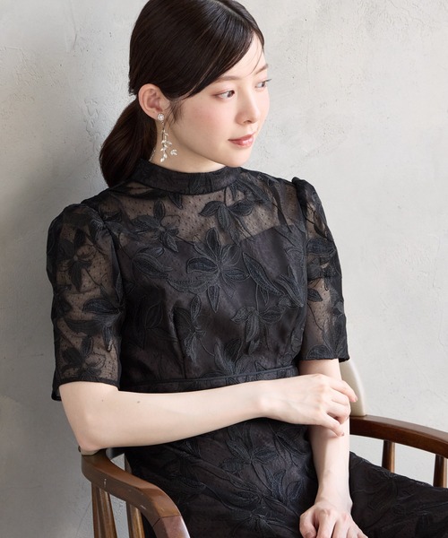 AIMER(エメ)の「チュール刺繍×ドットチュールプチハイネックフレアパーティードレス 結婚式 お呼ばれ ドレス 20代 30代(ドレス・レディース・グリーン系その他/ピンクベージュ/ブラック/ライトグリーン・LARGE/MEDIUM)」の21枚目の写真