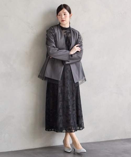 AIMER(エメ)の「チュール刺繍×ドットチュールプチハイネックフレアパーティードレス 結婚式 お呼ばれ ドレス 20代 30代(ドレス・レディース・グリーン系その他/ピンクベージュ/ブラック/ライトグリーン・LARGE/MEDIUM)」の22枚目の写真