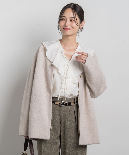 LAUTREAMONT（ロートレアモン）の「フォックス混ニットジャケット（カーディガン/ボレロ・レディース・ライトグレー/ベージュ・9号）」の9枚目の写真