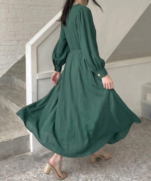 cammie(キャミー)の「ウエストリボンエレガントドレスワンピース(ワンピース・レディース・モスグリーン/ブラック・M/L)」の2枚目の写真