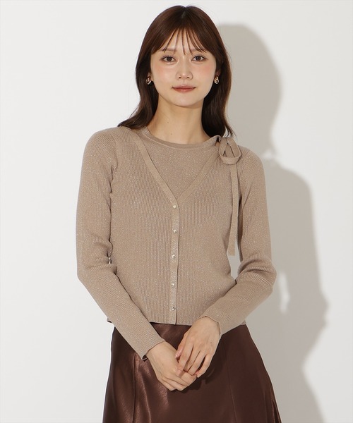 AND COUTURE（アンドクチュール）の「ホルタードッキングカーディガン風プルオーバー（ニット/セーター・レディース・ベージュ/ボルドー/ブラック/ブルー・FREE）」の2枚目の写真