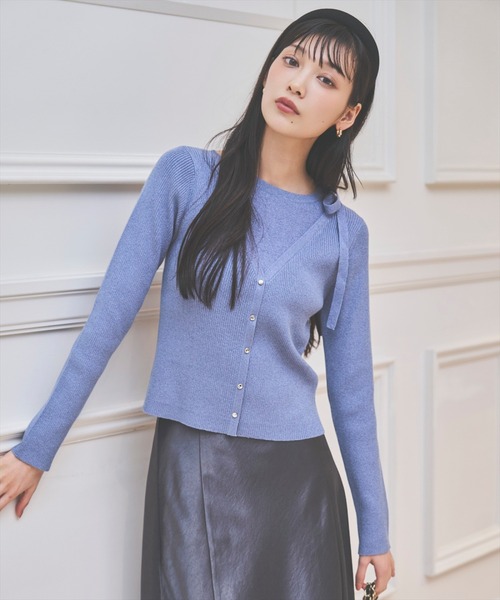 AND COUTURE（アンドクチュール）の「ホルタードッキングカーディガン風プルオーバー（ニット/セーター・レディース・ベージュ/ボルドー/ブラック/ブルー・FREE）」の3枚目の写真