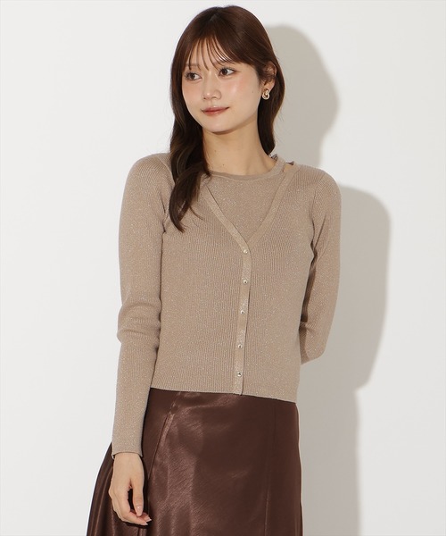 AND COUTURE（アンドクチュール）の「ホルタードッキングカーディガン風プルオーバー（ニット/セーター・レディース・ベージュ/ボルドー/ブラック/ブルー・FREE）」の8枚目の写真