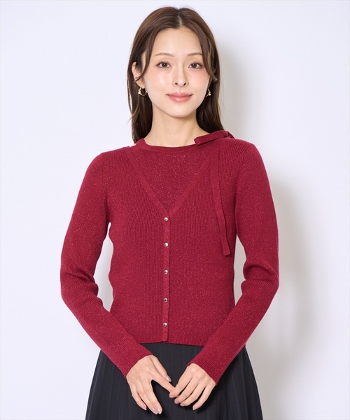 AND COUTURE（アンドクチュール）の「ホルタードッキングカーディガン風プルオーバー（ニット/セーター・レディース・ベージュ/ボルドー/ブラック/ブルー・FREE）」の16枚目の写真