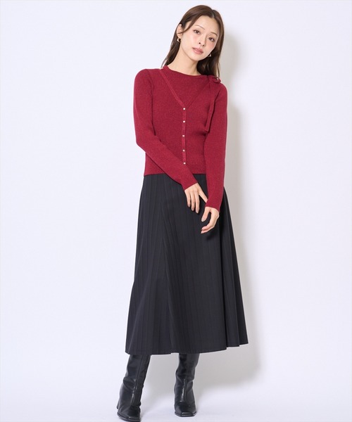 AND COUTURE（アンドクチュール）の「ホルタードッキングカーディガン風プルオーバー（ニット/セーター・レディース・ベージュ/ボルドー/ブラック/ブルー・FREE）」の19枚目の写真
