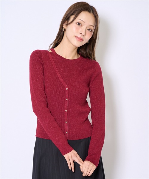 AND COUTURE（アンドクチュール）の「ホルタードッキングカーディガン風プルオーバー（ニット/セーター・レディース・ベージュ/ボルドー/ブラック/ブルー・FREE）」の22枚目の写真
