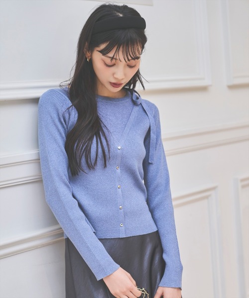 AND COUTURE（アンドクチュール）の「ホルタードッキングカーディガン風プルオーバー（ニット/セーター・レディース・ベージュ/ボルドー/ブラック/ブルー・FREE）」の11枚目の写真