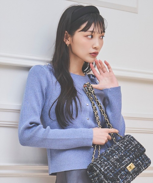 AND COUTURE（アンドクチュール）の「ホルタードッキングカーディガン風プルオーバー（ニット/セーター・レディース・ベージュ/ボルドー/ブラック/ブルー・FREE）」の12枚目の写真