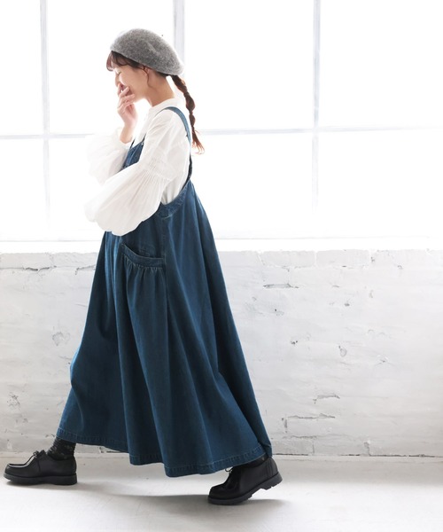 soulberry（ソウルベリー）の「まいにち寄り添う、デニムのワンピース。（ジャンパースカート・レディース・ネイビー・M/4L/3L/LL/L）」の2枚目の写真