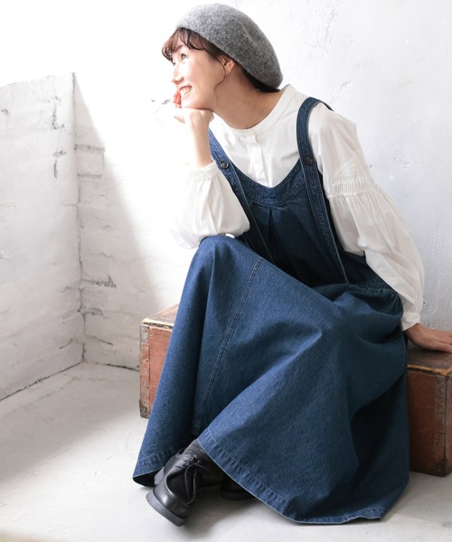 soulberry（ソウルベリー）の「まいにち寄り添う、デニムのワンピース。（ジャンパースカート・レディース・ネイビー・M/4L/3L/LL/L）」の3枚目の写真