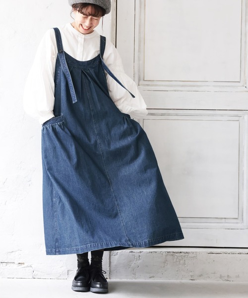soulberry（ソウルベリー）の「まいにち寄り添う、デニムのワンピース。（ジャンパースカート・レディース・ネイビー・M/4L/3L/LL/L）」の5枚目の写真