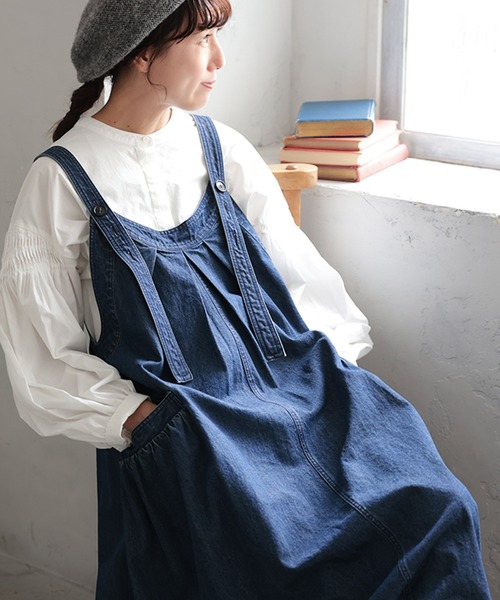 soulberry（ソウルベリー）の「まいにち寄り添う、デニムのワンピース。（ジャンパースカート・レディース・ネイビー・M/4L/3L/LL/L）」の6枚目の写真