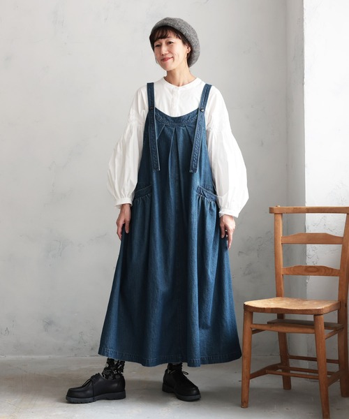 soulberry（ソウルベリー）の「まいにち寄り添う、デニムのワンピース。（ジャンパースカート・レディース・ネイビー・M/4L/3L/LL/L）」の16枚目の写真