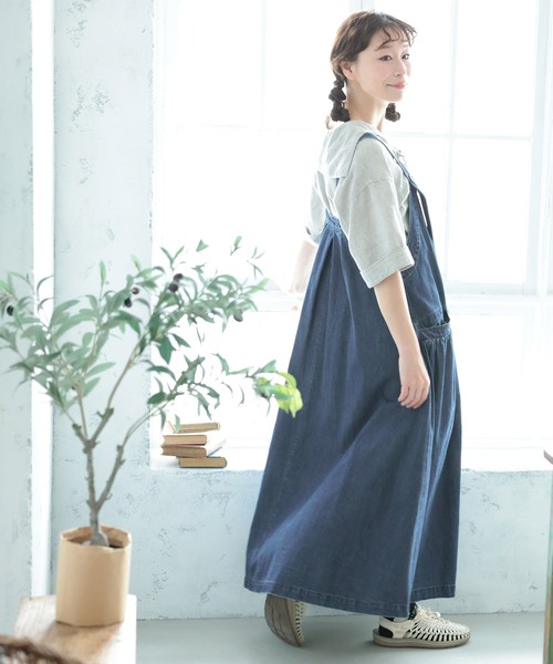 soulberry(ソウルベリー)の「まいにち寄り添う、デニムのワンピース。(ジャンパースカート・レディース・ネイビー・M/4L/3L/LL/L)」の2枚目の写真