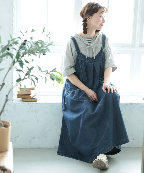 soulberry(ソウルベリー)の「まいにち寄り添う、デニムのワンピース。(ジャンパースカート・レディース・ネイビー・M/4L/3L/LL/L)」の8枚目の写真
