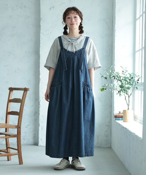 soulberry(ソウルベリー)の「まいにち寄り添う、デニムのワンピース。(ジャンパースカート・レディース・ネイビー・M/4L/3L/LL/L)」の16枚目の写真