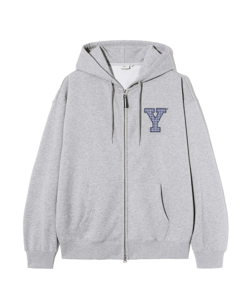 YALE(イェール)の「Yロゴチェックアプリケフードジップアップ_グレー(パーカー・レディース・その他・SMALL/MEDIUM/LARGE/X-LARGE)」の1枚目の写真