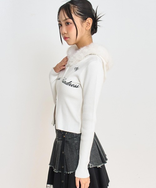 ANAP GiRL(アナップガール)の「ファー付 ニット ダブル ジップパーカー(パーカー・キッズ・ホワイト/ブラウン/ブラック・S/XS/M)」の12枚目の写真