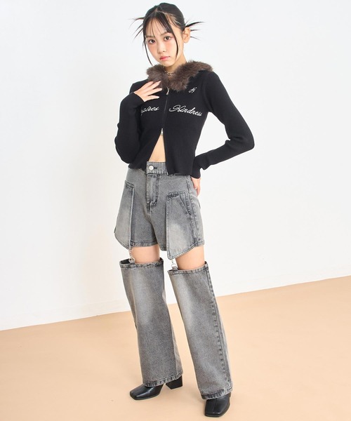 ANAP GiRL(アナップガール)の「ファー付 ニット ダブル ジップパーカー(パーカー・キッズ・ホワイト/ブラウン/ブラック・S/XS/M)」の17枚目の写真