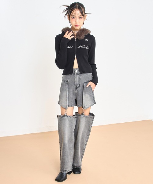 ANAP GiRL(アナップガール)の「ファー付 ニット ダブル ジップパーカー(パーカー・キッズ・ホワイト/ブラウン/ブラック・S/XS/M)」の18枚目の写真