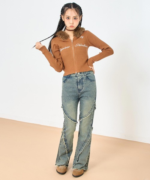 ANAP GiRL(アナップガール)の「ファー付 ニット ダブル ジップパーカー(パーカー・キッズ・ホワイト/ブラウン/ブラック・S/XS/M)」の21枚目の写真