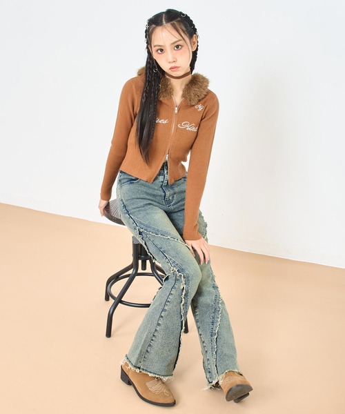 ANAP GiRL(アナップガール)の「ファー付 ニット ダブル ジップパーカー(パーカー・キッズ・ホワイト/ブラウン/ブラック・S/XS/M)」の20枚目の写真