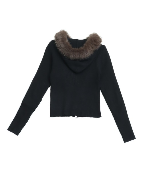 ANAP GiRL(アナップガール)の「ファー付 ニット ダブル ジップパーカー(パーカー・キッズ・ホワイト/ブラウン/ブラック・S/XS/M)」の6枚目の写真