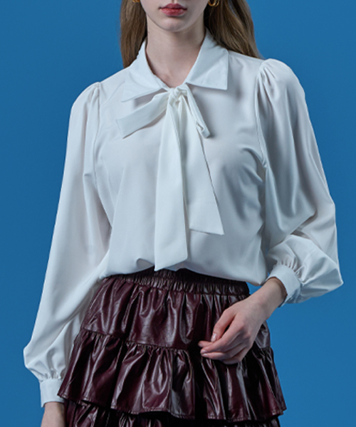 KOLEAT（コレット）の「Puff Ribbon Tie Shirt Air Blouse [WHITE] KCL.（シャツ/ブラウス・レディース・その他・FREE）」の2枚目の写真