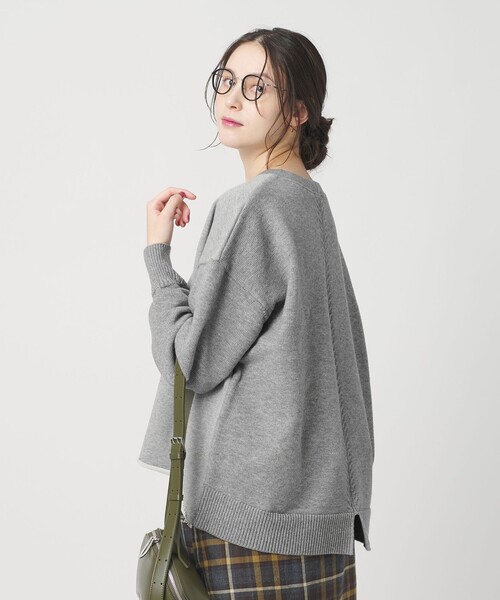 BEAUTY&YOUTH UNITED ARROWS(ビューティーアンドユースユナイテッドアローズ)の「【WEB限定】スウェット×ニット コンビプルオーバー ウォッシャブル(ニット/セーター・レディース・グレー系/ダークグレー/ライトブルー・FREE)」の2枚目の写真