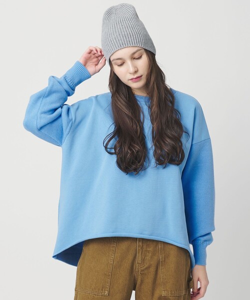 セール】【WEB限定】スウェット×ニット コンビプルオーバー