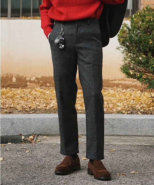 PRAIRIE(KR)(プレーリー)の「ウールヘリンボーンチェックワイドスラックス (チャコール)(スラックス・メンズ・その他・LARGE/MEDIUM/SMALL)」の1枚目の写真
