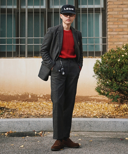PRAIRIE(KR)(プレーリー)の「ウールヘリンボーンチェックワイドスラックス (チャコール)(スラックス・メンズ・その他・LARGE/MEDIUM/SMALL)」の15枚目の写真