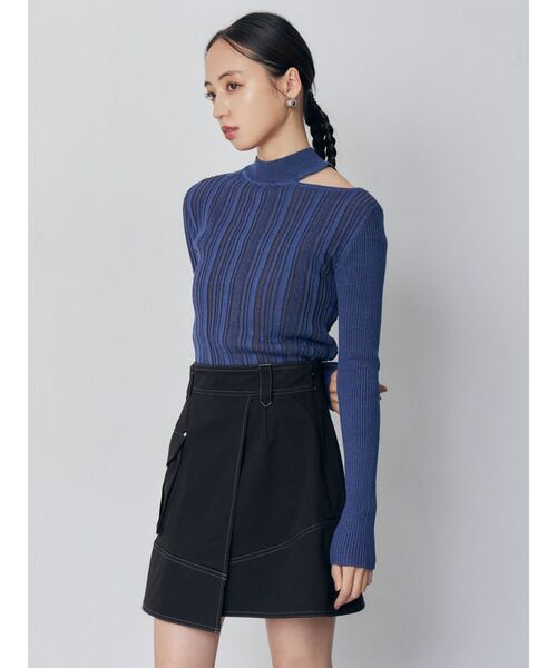 MURUA（ムルーア）の「アシメチノミニスカート（スカート・レディース・ブラック/ベージュ・2/1）」の4枚目の写真