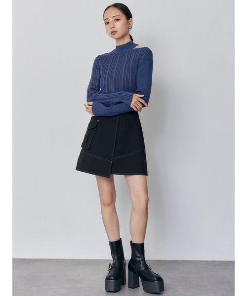 MURUA（ムルーア）の「アシメチノミニスカート（スカート・レディース・ブラック/ベージュ・2/1）」の5枚目の写真