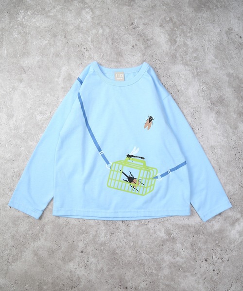 DILASH(ディラッシュ)の「虫かごショルダー風長袖Tシャツ(Tシャツ/カットソー・キッズ・サックスブルー/キナリ・130/80/120/110/100/90/140)」の2枚目の写真