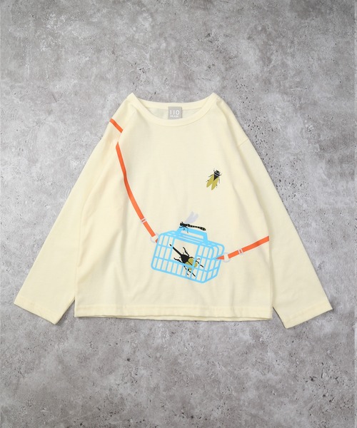 DILASH(ディラッシュ)の「虫かごショルダー風長袖Tシャツ(Tシャツ/カットソー・キッズ・サックスブルー/キナリ・130/80/120/110/100/90/140)」の1枚目の写真