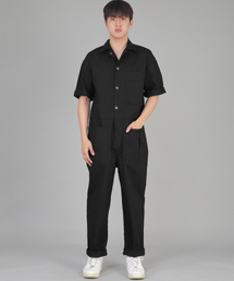 SAINTCREW（セントクルー）の「Overround Tapered Short Sleeve Cargo Jumpsuit OT-502CS Black（つなぎ/オールインワン・レディース）」