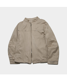 PLACESTUDIOMAN（プレイススタジオメンズ）の「スエードリベットポイントスタンダードツーウェイスナップブルゾンジャケット[ベージュ]（MA-1）」