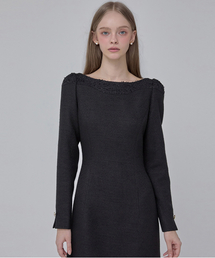 JULIY&CALLA（ジュリー&カラー）の「24 FW Color 105 Dear Holly Tweed One Piece Black（ワンピース）」