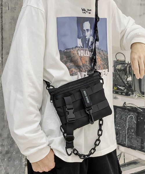 WESTBOY（ウエストボーイ）の「3WAY　チェーン ユニセックス ナイロン ショルダーバッグ サコッシュ WO25W12BG21（ショルダーバッグ・メンズ・ブラック・FREE）」の8枚目の写真