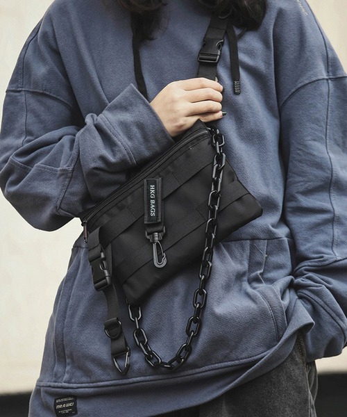 WESTBOY（ウエストボーイ）の「3WAY　チェーン ユニセックス ナイロン ショルダーバッグ サコッシュ WO25W12BG21（ショルダーバッグ・メンズ・ブラック・FREE）」の4枚目の写真