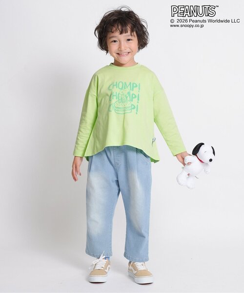 Seraph(セラフ)の「PEANUTS AラインフロッキーTシャツ(Tシャツ/カットソー・キッズ・サックスブルー/ライム/ピンク・140/130/120/110/100/90/80)」の6枚目の写真