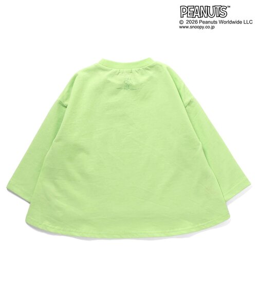 Seraph(セラフ)の「PEANUTS AラインフロッキーTシャツ(Tシャツ/カットソー・キッズ・サックスブルー/ライム/ピンク・140/130/120/110/100/90/80)」の5枚目の写真